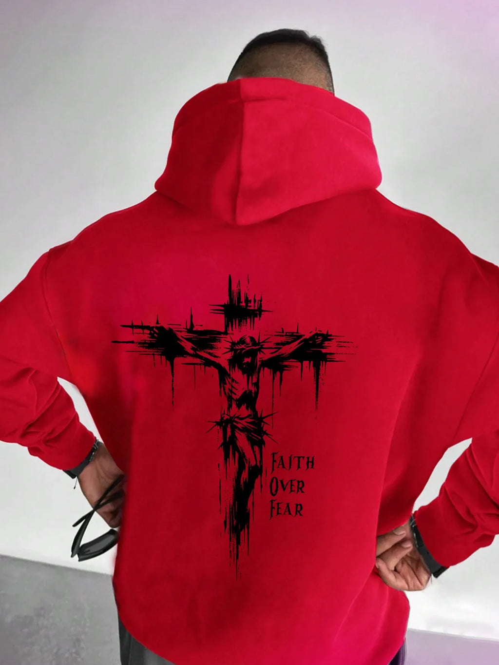 Crucifix Faith over Fear Hoodie