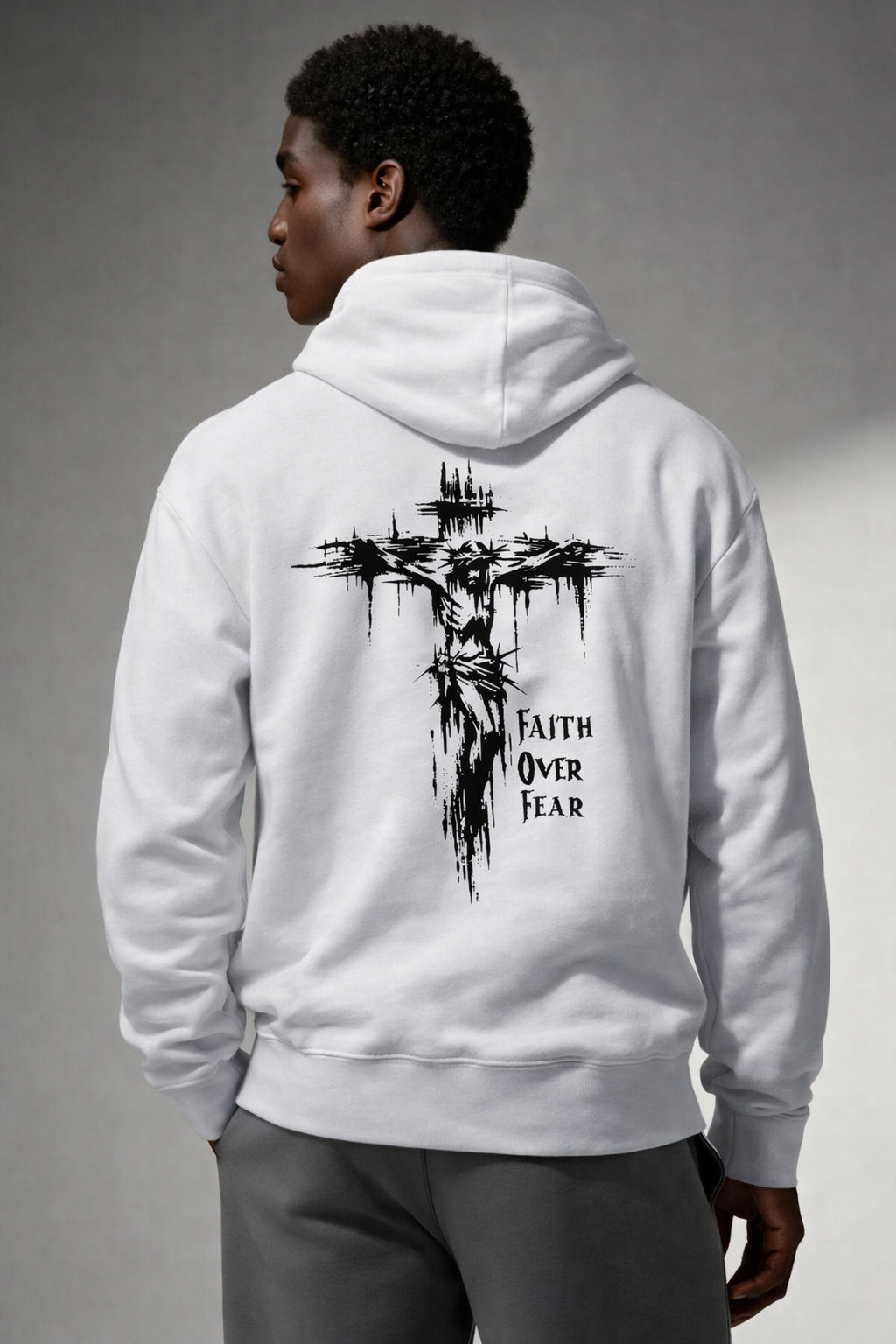 Crucifix Faith over Fear Hoodie
